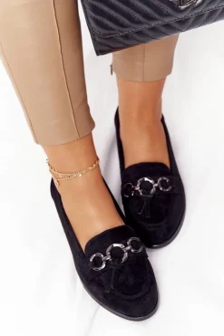 Buty damskie Vinceza Eleganckie Damskie Mokasyny Vinceza 10585 Zamszowe Czarne