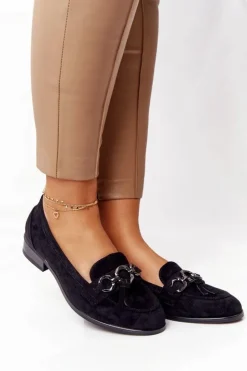 Buty damskie Vinceza Eleganckie Damskie Mokasyny Vinceza 10585 Zamszowe Czarne