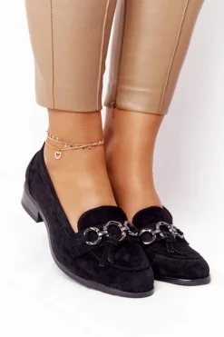 Buty damskie Vinceza Eleganckie Damskie Mokasyny Vinceza 10585 Zamszowe Czarne