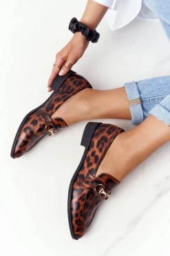 New Damskie buty S.Barski Eleganckie Damskie Mokasyny S.Barski Leopard