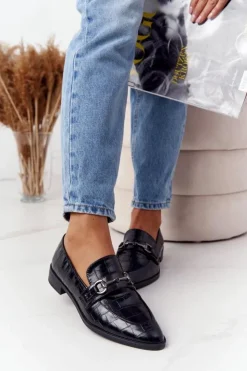 Damskie Damskie buty S.Barski Eleganckie Damskie Mokasyny S.Barski Czarne