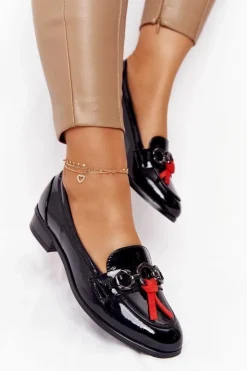 Buty damskie Vinceza Mokasyny Damskie Lakierowane*Eleganckie Damskie Mokasyny Vinceza 10585 Lakierowane Czarne