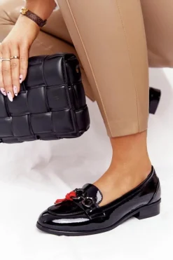 Buty damskie Vinceza Mokasyny Damskie Lakierowane*Eleganckie Damskie Mokasyny Vinceza 10585 Lakierowane Czarne