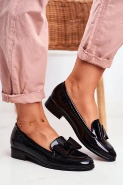 Damskie Buty damskie Vinceza Eleganckie Damskie Mokasyny Vinceza 10570 Lakierowane Czarne