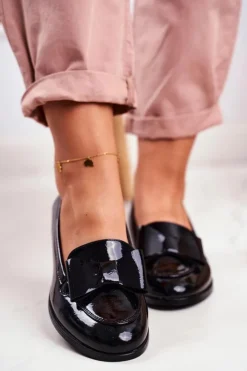 Damskie Buty damskie Vinceza Eleganckie Damskie Mokasyny Vinceza 10570 Lakierowane Czarne