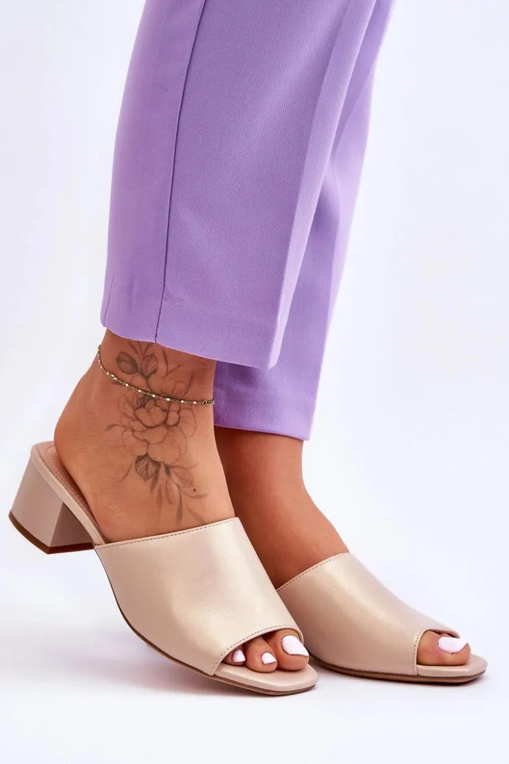 Online Buty Sergio Leone Eleganckie Gładkie Klapki Sergio Leone KL317 Beżowe