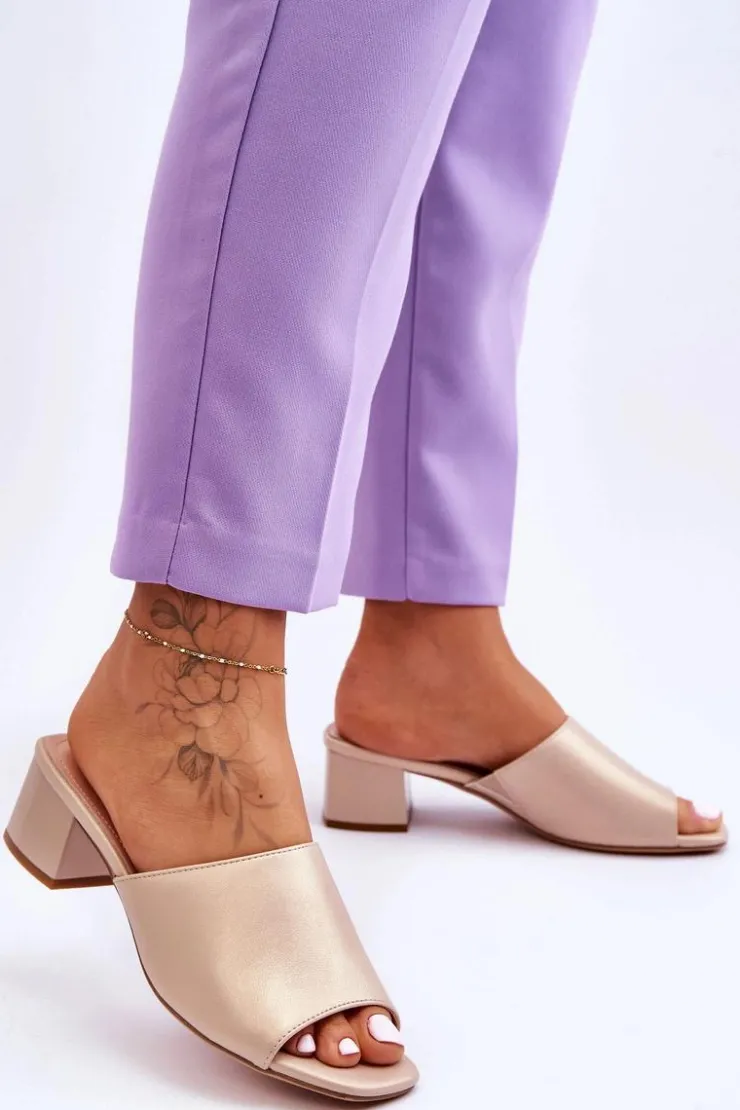 Online Buty Sergio Leone Eleganckie Gładkie Klapki Sergio Leone KL317 Beżowe