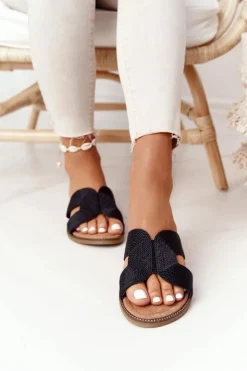 Damskie Damskie buty S.Barski Eleganckie Klapki Damskie S.Barski Czarne