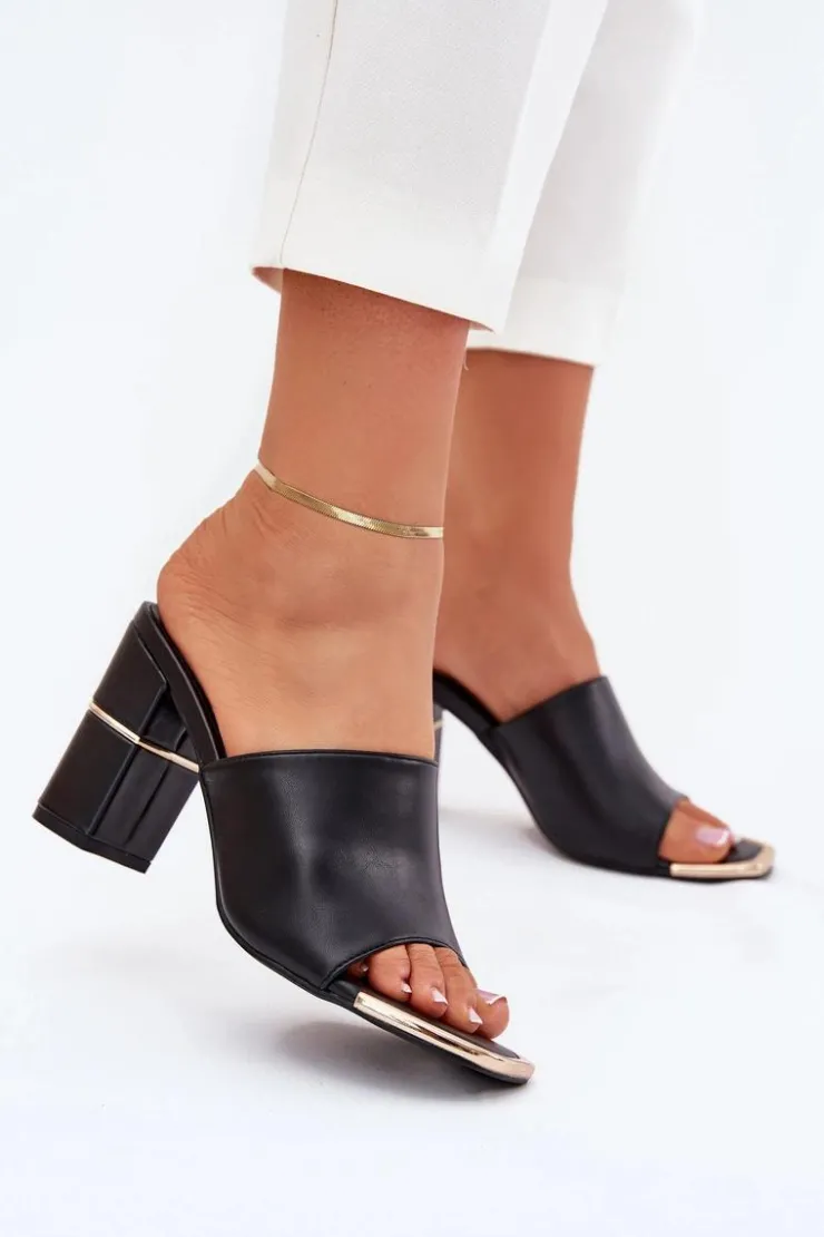 Damskie Boto Eleganckie Klapki Damskie Na Słupku Czarne Raiza