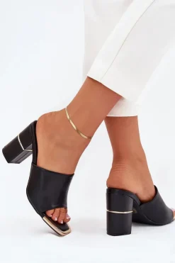 Damskie Boto Eleganckie Klapki Damskie Na Słupku Czarne Raiza