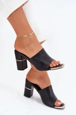 Damskie Boto Eleganckie Klapki Damskie Na Słupku Czarne Raiza