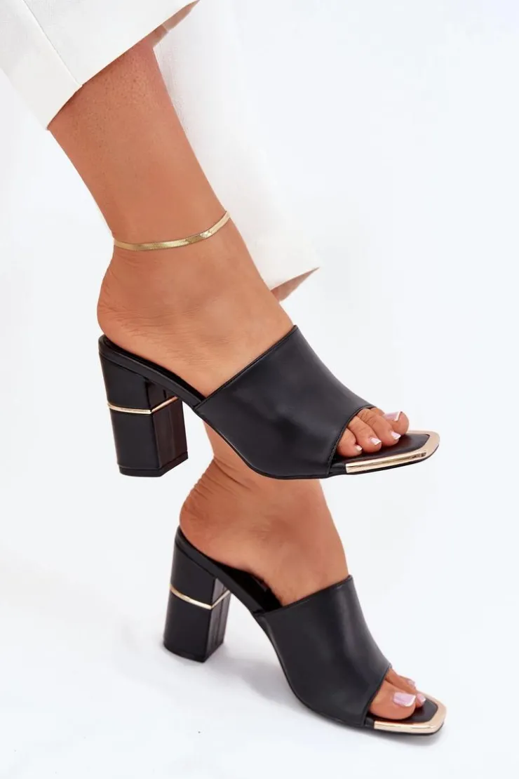 Damskie Boto Eleganckie Klapki Damskie Na Słupku Czarne Raiza