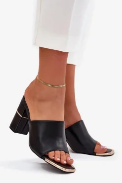 Damskie Boto Eleganckie Klapki Damskie Na Słupku Czarne Raiza