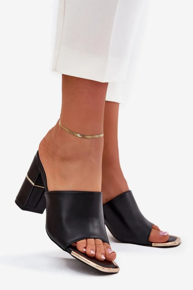 Damskie Boto Eleganckie Klapki Damskie Na Słupku Czarne Raiza