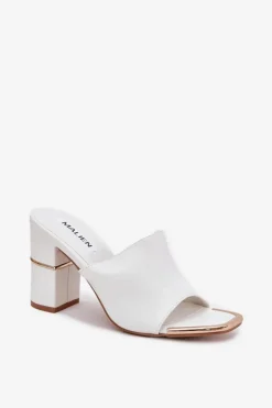 Boto Klapki Na Obcasie|Klapki Damskie Klasyczne*Eleganckie Klapki Damskie Na Słupku Białe Raiza