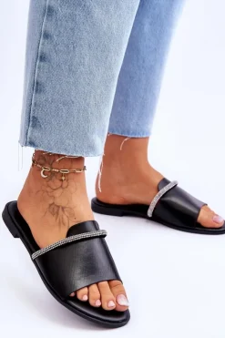 Boto Klapki Damskie Klasyczne*Eleganckie Klapki Na Płaskim Obcasie Czarne Termen