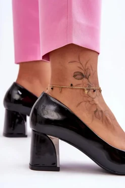 Boto Czółenka Na Słupku|Czółenka Klasyczne*Eleganckie Lakierowane Czółenka Na Słupku Czarne Emma