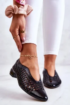 Boto Półbuty Lakierowane|Półbuty Skórzane*Eleganckie Lakierowane Skórzane Półbuty Ażurowe Czarne Ismena