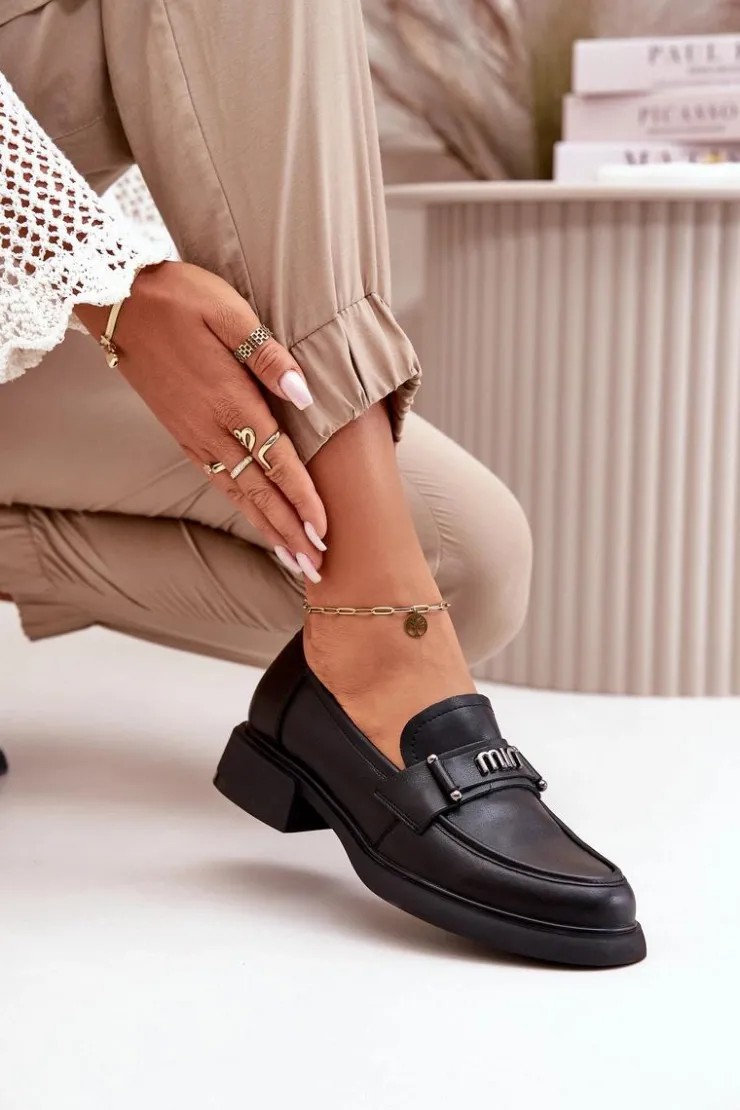 Buty damskie Vinceza Loafersy Damskie|Mokasyny Damskie Skórzane*Eleganckie Mokasyny Damskie Z Naturalnej Skóry Czarne Vinceza 91114