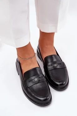 Buty damskie Vinceza Loafersy Damskie|Mokasyny Płaskie*Eleganckie Mokasyny Damskie Z Naturalnej Skóry Vinceza 18100 Czarne