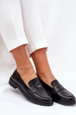 Buty damskie Vinceza Loafersy Damskie|Mokasyny Płaskie*Eleganckie Mokasyny Damskie Z Naturalnej Skóry Vinceza 18100 Czarne