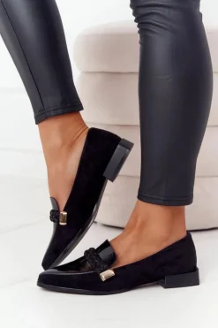 Damskie buty S.Barski Mokasyny Damskie Lakierowane|Mokasyny Damskie Zamszowe*Eleganckie Mokasyny S.Barski Premium Zamszowe Czarne