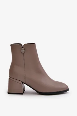 Discount Buty damskie Vinceza Eleganckie Ocieplane Botki Damskie Z Naturalnej Skóry Beżowe Vinceza 77106