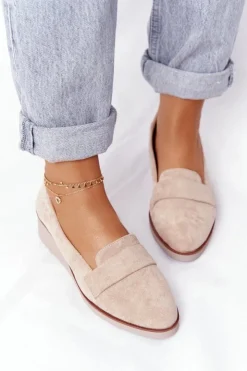 Buty damskie Vinceza Półbuty Lakierowane*Eleganckie Półbuty Na Koturnie Vinceza 10599 Zamszowe Beżowe