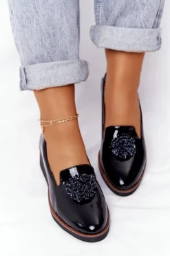 Damskie Buty damskie Vinceza Eleganckie Półbuty Na Koturnie Vinceza 10580 Lakierowane Czarne