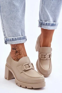 Best Boto Eleganckie Półbuty Na Słupku Z Ozdobą Beżowe Lemar Harmell