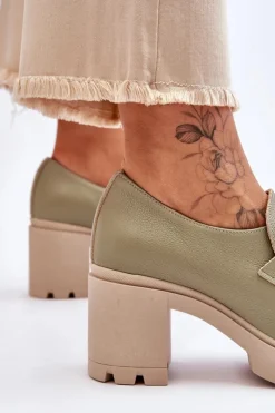 Damskie Boto Eleganckie Półbuty Na Słupku Z Ozdobą Zielone Lemar Harmell