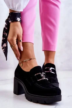 Best Boto Eleganckie Półbuty Na Słupku Z Ciemną Ozdobą Czarne Lemar Harmell Czarny