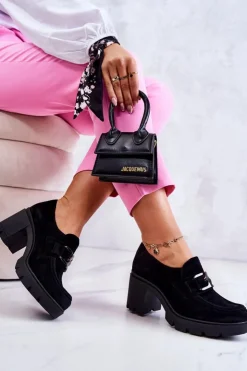 Best Boto Eleganckie Półbuty Na Słupku Z Ciemną Ozdobą Czarne Lemar Harmell Czarny