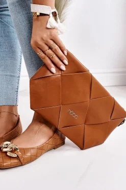 Damskie Boto Eleganckie Pikowane Baleriny Z Łańcuchem Camel Coco