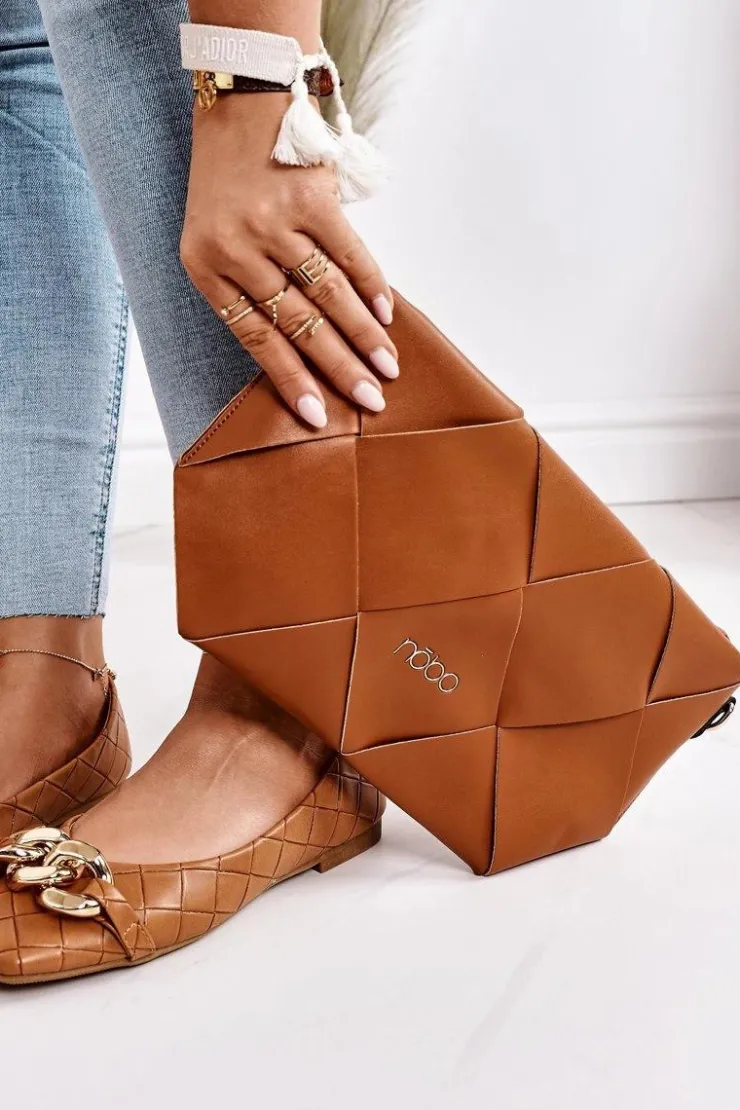 Damskie Boto Eleganckie Pikowane Baleriny Z Łańcuchem Camel Coco