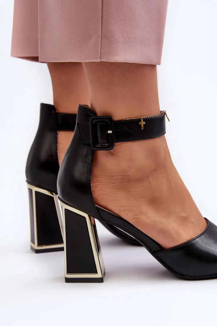 Sale Evento Eleganckie Sandały Damskie Na Słupku Czarne Rosazara Czarny