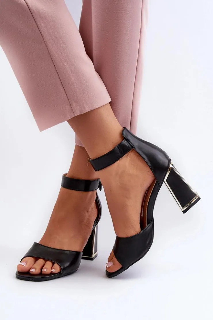 Sale Evento Eleganckie Sandały Damskie Na Słupku Czarne Rosazara Czarny