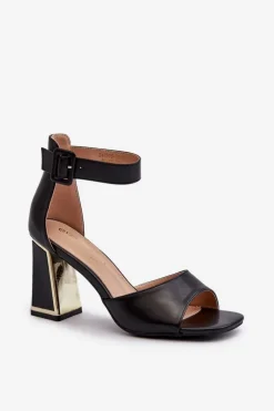 Sale Evento Eleganckie Sandały Damskie Na Słupku Czarne Rosazara Czarny