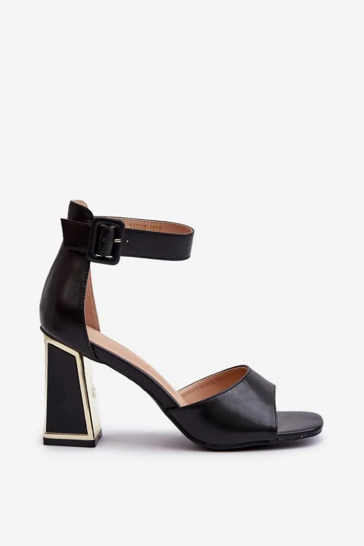 Sale Evento Eleganckie Sandały Damskie Na Słupku Czarne Rosazara Czarny
