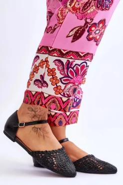 Hot Boto Eleganckie Sandały Damskie Płaskie Czarne Sheia