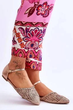 Damskie Boto Eleganckie Sandały Damskie Płaskie Różowe Złoto Sheia