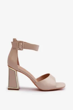 Evento Sandały Na Słupku|Sandały Na Obcasie*Eleganckie Sandały Damskie Na Słupku Beżowe Rosazara