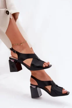 Damskie Buty damskie Vinceza Eleganckie Sandały Damskie Na Słupku Vinceza 62238 Czarne