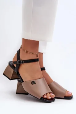 Damskie Buty damskie Vinceza Eleganckie Sandały Damskie Z Eko Skóry Na Klocku Beżowe Vattima