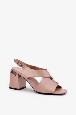 New Buty damskie Vinceza Eleganckie Sandały Damskie Na Słupku Vinceza 62238 Beżowe Beżowy