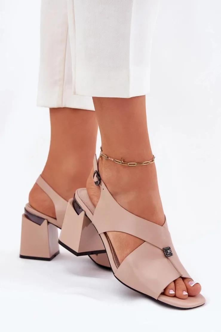 New Buty damskie Vinceza Eleganckie Sandały Damskie Na Słupku Vinceza 62238 Beżowe Beżowy