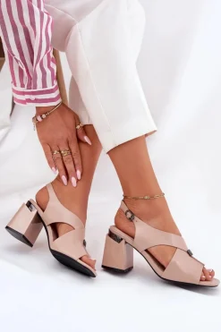 New Buty damskie Vinceza Eleganckie Sandały Damskie Na Słupku Vinceza 62238 Beżowe Beżowy