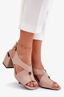 New Buty damskie Vinceza Eleganckie Sandały Damskie Na Słupku Vinceza 62238 Beżowe Beżowy