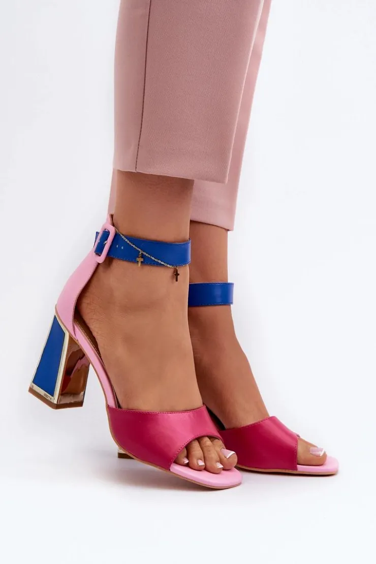 Damskie Evento Eleganckie Sandały Damskie Na Słupku Różowe Rosazara