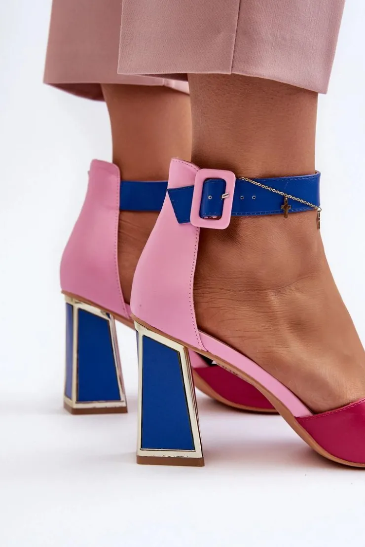 Damskie Evento Eleganckie Sandały Damskie Na Słupku Różowe Rosazara